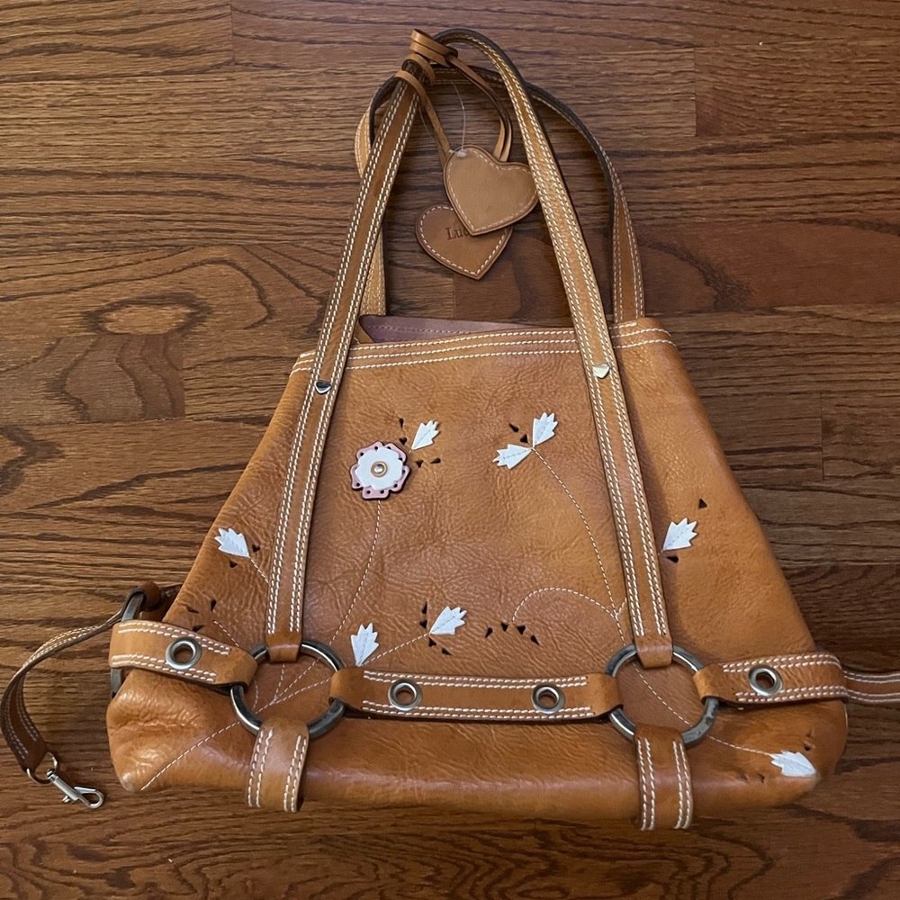 LUELLA Daria Leather Tote Floral Appliqué - Picture 4 of 5